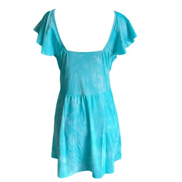 Denim & Co. Beach Surplice Flounce Sleeve Swim Dress - Picture 4 of 5